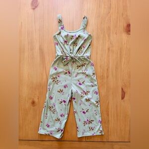 Girls Paper Doll Green and Pink Floral Jumper Size 6